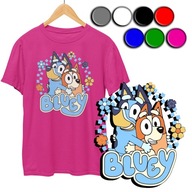 KOSZULKA DZIECIĘCA T-SHIRT Z NADRUKIEM - BLUEY I BINGO BLUE - M 134-140