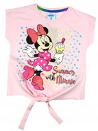 MYSZKA MINNIE T-SHIRT WIĄZANY BLUZKA KOSZULKA DLA DZIEWCZYNKI RÓŻOWY 110