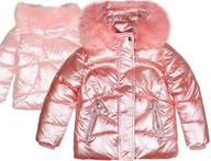 Zimná bunda kožušina ružová veľmi teplá kožušina 4/5 104/110