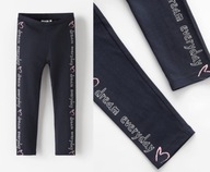 ZARA granatowe legginsy z nadrukiem