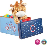 Pojemnik na zabawki i pufa dla dzieci Pudełko z pokrywą ze schowkiem