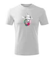 Koszulka T-shirt dziecięca K267 ŻYRAFA MUSIC biała rozm 110
