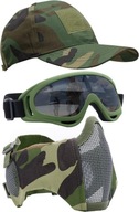 Airsoftová maska s okuliarmi, sada taktických čiapok, pe?na tvár