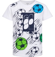 T-shirt chłopięcy Koszulka dziecięca Bawełna biały 140 z piłkami Endo
