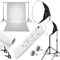 Zestaw do zdjęć TŁO 2x softbox 60 cm PILOT 2x 85W