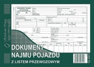 DOKUMENT NAJMU POJAZDU Z LISTEM PRZEWOZOWYM 40SZT