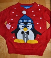 102* rebel Świąteczny sweter pingwin 4/5 lat_ 110 cm