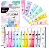 Farby akrylowe Kidea w tubce 12 kolorów pastel