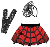 Zestaw Strój Halloween PAJĄK Spódniczka Opaska Rękawiczki Pajęczyna Spider