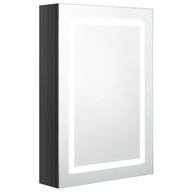vidaXL Kúpeľňová skrinka so zrkadlom a LED, lesklá čierna, 50x13x70 cm