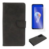 Etui Smart Magnet do ASUS ZenFone 10 5G czar+SZKŁO Case Pokrowiec