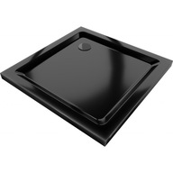 Mexen Flat štvorcová sprchová vanička slim 90 x 90 cm, čierna, syfon čierna