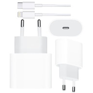 ZESTAW SZYBKA ŁADOWARKA DO IPHONE KOSTKA PD 20W USB-C + KABEL DO IPHONE