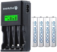 Nabíjačka Everactive NC-450B NC-450 Black Edition AA AAA R06 R03 R3 R06 4 AA, AAA + Panasonic Eneloop AAA batéria 800 mAh