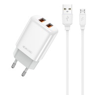 SZYBKA ŁADOWARKA SIECIOWA 2x USB 12W + KABEL W ZESTAWIE MicroUSB QC 3.0