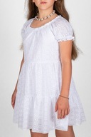 Sukienka biała z haftowanej bawełny w stylu BOHO r.146 Polska
