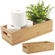 FÜRDŐSZOBAI TÁROLÓ DOBOZ BAMBUSZ 38 cm DOBOZ KOSÁR POLC DOBOZ