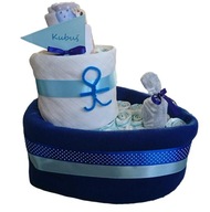 TORT Z PIELUCH PREZENT Z PAMERSÓW 2 CHRZEST BABY SHOWER STATEK