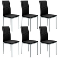 6X Čalúnená stolička z umelej kože do jedálne kuchyne obývacej izby čierna