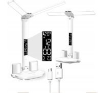 DUÁLIS LED ASZTALI LÁMPA KIJELZŐVEL ÓRA RENDSZEREZŐ TEMP DATA 6in1