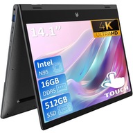 Notebook 2w1 Auusda Intel N95 Yoga 16 GB 512 SSD 14.1" 4K UHD Win11 dotykový