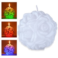 Biała świeca LED woskowa róża kula RGB prawdziwa świeczka zmieniająca kolor