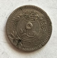 moneta Turcja Imperium Osmańskie 5 para 1909