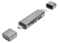 Digitus dvojitá čítačka kariet (USB-C + USB 3.0) 1x SD, 1x MicroSD, 1x USB 3.