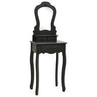 Toaletný stolík so stoličkou, čierny, 50x59x136 cm, drevo