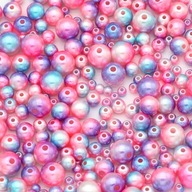 Akrylové korálky ružovo-modré 3-8mm 100 ks