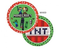 Talerzyki papierowe Minecraft urodziny 23cm 8 szt