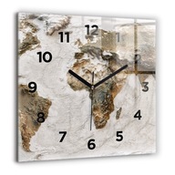 Veľké sklenené hodiny s potlačou Elegantné Tiché Stará mapa sveta 60x60