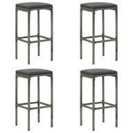 Barové stoličky s vankúšmi 4 ks šedý polyratan