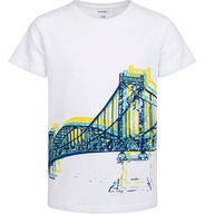 T-shirt chłopięcy Koszulka dziecięca 140 Bawełna Biała Biały Most Endo