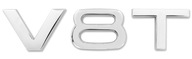 Samolepiaci emblém AUDI V8T 8,4x1,9 cm strieborný