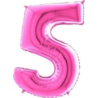 Fóliový balónik Cyfra 5 ružový Fuchsia - 102 cm Grabo