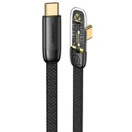 Kabel przewód kątowy USB-C do Type-C 100W PD 1.2m mocny oplot płaski