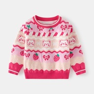 Dziewczęcy różowy sweterek z truskawkowym misiem 2F7