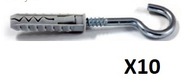STALCO Kołek rozporowy z hakiem sufitowym Ø6x30mm - 10szt