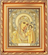 Ikona Matki Bożej Kazańskiej rama ze szkłem 14 x 16 cm na prezent