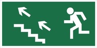 Znak kierunek drogi ewakuacyjnej schodami w górę (na lewo) PCV 15x30 foto