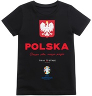 Koszulka dziecięca kibica POLSKA EURO 2024 z Herbem T-shirt dziecięcy