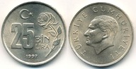Turcja 25 Bin Lira - 1997r ... Monety