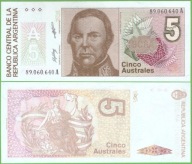 ARGENTÍNA 5 AUSTRALES 1985/1989 P-324b UNC