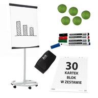 Mobilny Flipchart 70x100 tablica magnetyczna suchościeralna kółka akcesoria