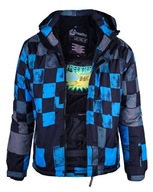 Chlapčenská zimná športová bunda kockovaná modrá membrána 5000 FST P118 164