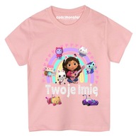 Mačací domček Gabi T-Shirt Dievčenské tričko s menom Glitter Hrubá Bavlna