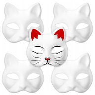 5ks Biely Papier Maska Mačka Ručne maľovaná Maska Blank Masquerade