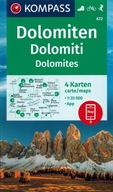 DOLOMITY 1:35 000 KOMPLET MAPA TURYSTYCZNA x4 + ETUI KOMPASS