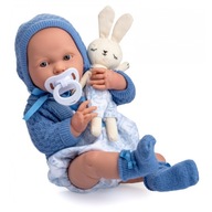Španielska bábika bobas - modrý overal králik